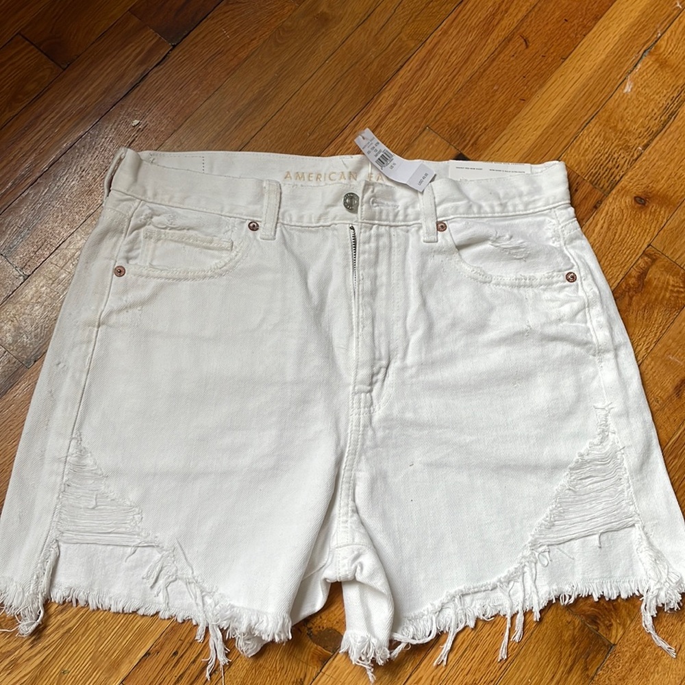 American Eagle White jean shorts